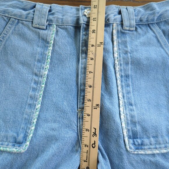 Zara Women's Jeans sz 6 / 28 blue Jeans High Rise Tweed Trim Straight Leg - Picture 9 of 12